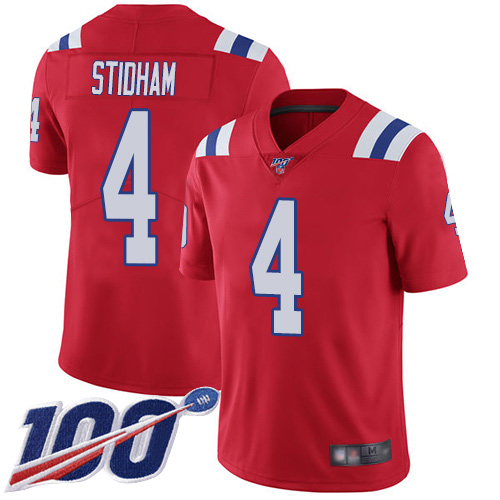 New England Patriots Limited Red Men #4 Jarrett Stidham Alternate NFL Jersey 100th Season